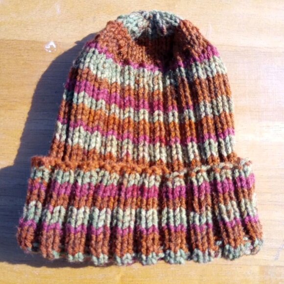 Mens Hipster Wide Cuff Beanie Hat Hand Knit Rib Acrylic Sailor Womens Autumn - Picture 6 of 11